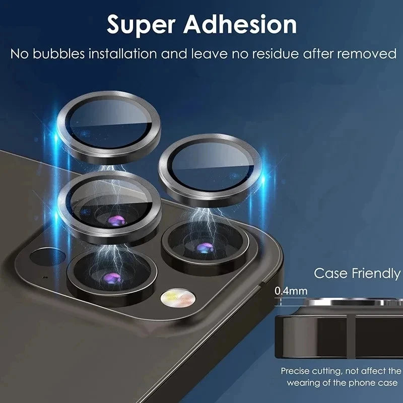 Protecteur Objectif Caméra iPhone 11 12 13 14 15 16 Pro Max – Verre Trempé Pack 3