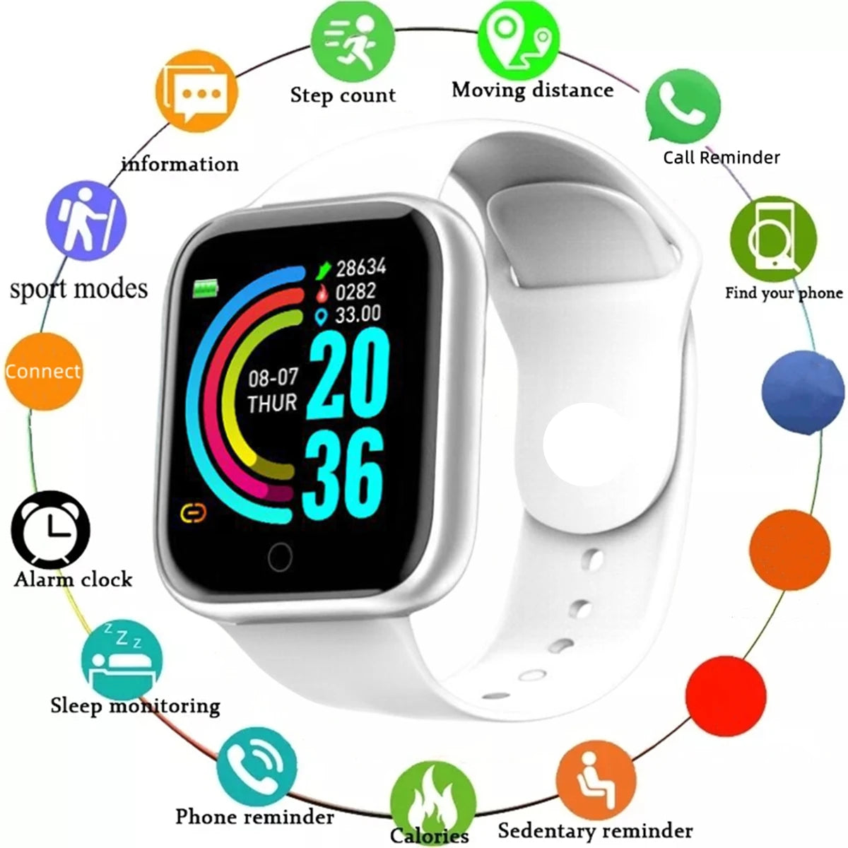 Montre Connectée Homme Femme – Smartwatch Fitness Cardio Sommeil Android iOS
