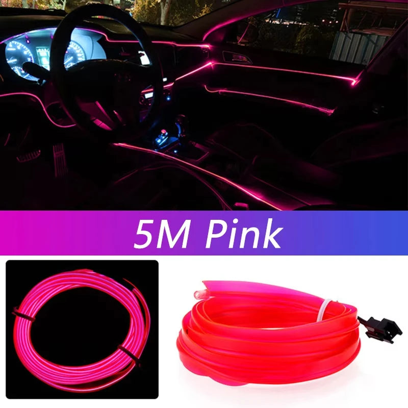 Bande LED intérieur voiture USB 5M – éclairage ambiance néon flexible
