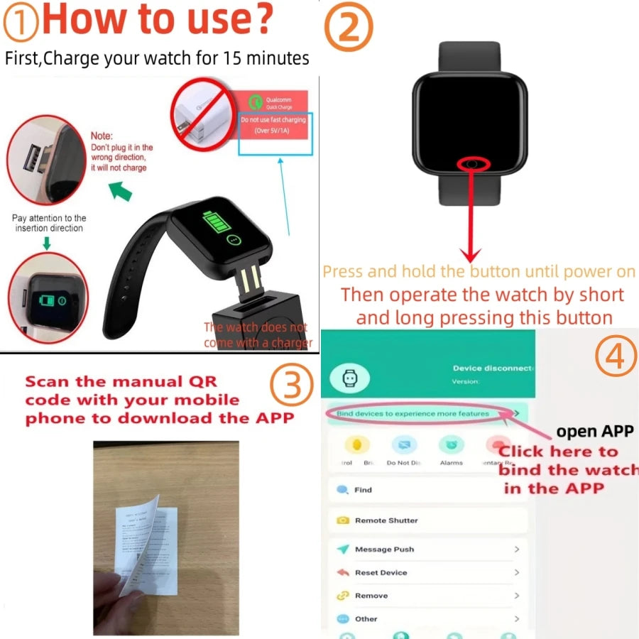 Montre Connectée Homme Femme – Smartwatch Fitness Cardio Sommeil Android iOS